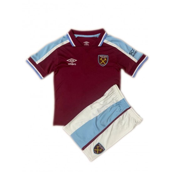 Camisola West Ham United Criança Equipamento Primeiro 2021-2022 Manga Curta